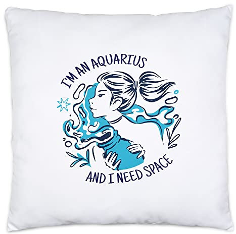 Hey!Print Wassermann Sternzeichen Kissen Inkl. Füllung Aquarius Horoskop Geschenkidee Januar Februar Geburtstag