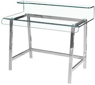 MerkaHome - Escritorio Tocador Mesa Estudio Cristal Templado y Patas cromadas 110 Modelo Cami cm Cami