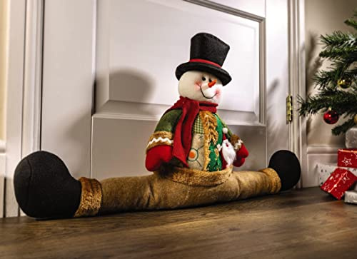 Snowman Draught Excluder Cushion – 71cm Eco Friendly Energy Saving Door Draft Breeze Wind Guard Stopper – Indoor Home Insulation Winter Festive Christmas Decor