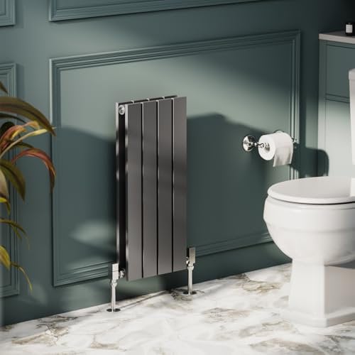 Go Bathrooms Pinta Horizontal Grey Radiator 600 x 272mm Flat Panel Horizontal White Double Wall Mounted Slim Designer Radiator