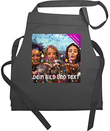 Schürze - Foto Text Erwachsene - Fotogeschenk I Geschenk Bild personalisiert I Geschenk mit Bild I Custom Photo - 60x87 - Anthrazit - personalisierte kochschürze schürzen+selbst+gestalten