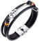 Caritierily Schwarzes Armband Herren Gravur aus Mit Magnetarmband Lederarmband Verschlussarmband Herren-Gitarren-Mehrschichtarmbänder Magnetverschluss aus Edelstahl