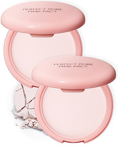 THESAEM Saemmul Perfect Pore Rosa Pact, finitura per trucco in polvere pressata per controllo del sebo e minimizzazione dei pori, allevia la pelle sensibile con calamina, polvere fissante, senza grumi