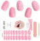 EBANKU 20PCS Gel Nail Stickers, Cat Eye Pink Gel Nail Strips Long Lasting Gel Strips for Nails UV Gel Nail Stickers with Nail File & Wooden Stick for Women Manicure