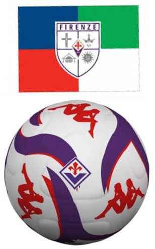 VANNISPORT Pallone da Calcio Fiorentina Cucito Size Misura 5 per Kappa Stagione 2024/2025 + Bandiera 4 QUARTIERI Fiorentina