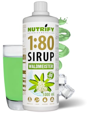 NUTRIFY Vital Fitness Drink 1:80 Sirup 1 L - Waldmeister, Getränkekonzentrat mit Vitaminen und L-Carnitin zuckerfrei - ergibt 80 Liter Sportgetränk kalorienarm, 1000 ml