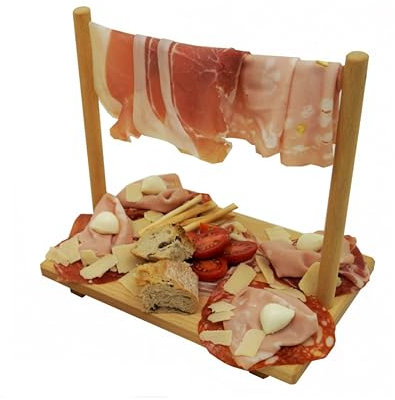 Tagliere appendi salumi in legno di faggio massello (38x25x27 cm)