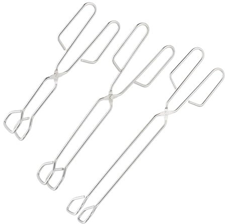 Relaxdays Grillzange 3er Set, rostfreier Edelstahl, Scherenzange für Grill & Küche, Zangenlänge 24, 30 & 38 cm, Silber