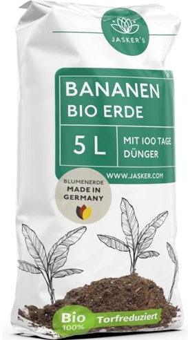 Bio Bananenerde 5 L - Blumenerde Zimmerpflanzen Erde aus 45% weniger Torf - Plumeria Erde - Pflanzenerde für Strelizien - Erde für Zimmerpflanzen mit Dünger - Erde für Pflanzen