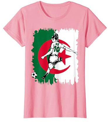 Maillot Algérie de Foot pour Femme Fille Drapeau Algérien T-Shirt