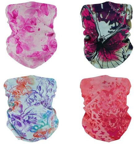 SMEHCF 4 Bandanas Polyvalents pour Femmes Hommes Bandeau Cagoule Cheveux Foulard Visage Demi Masque Cache-Cou Respirant Réutilisable Lavable Papillon