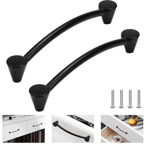 ADERTOS 12 Pack Kitchen Door Handles 128mm Hole Centre Cupboard Door Handles Furniture Drawer Pulls Knobs Wardrobe D Handle Vintage Black Cabinet Handles for Bedroom Bathroom Dresser (Screws Included)