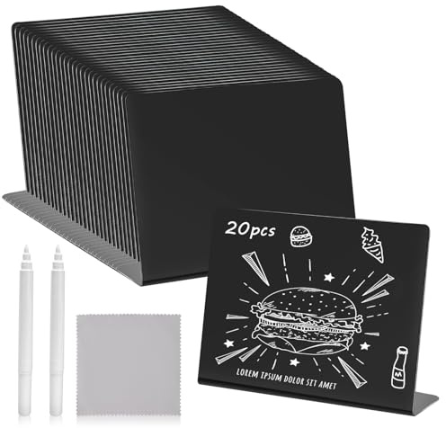 BSTDAYEVER Kreidetafeln Klein Buffet Schilder Mini Tafel zum Beschriften | 20stk 10x7.5cm Preisschilder Aufsteller Tischschild Buffetschilder Abwischbare für Restaurant Café Hochzeit Party Bäckerei