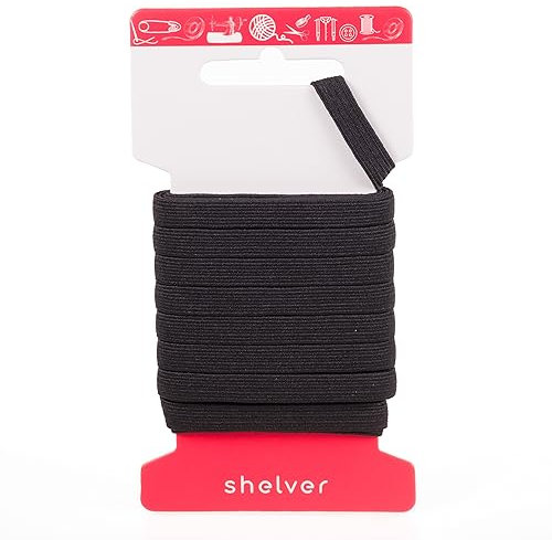 Shelver Flaches Gummiband zum Nähen, 10 mm, 1 cm, schwarzes Gummiband