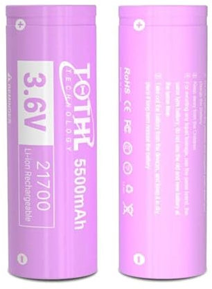 5500 (Pack of 2) High Amp Flat Top Battery with Plastic Case Long-Lasting Battery for Headlamp, LED Flashlight, Solar Light, Electronic Devices