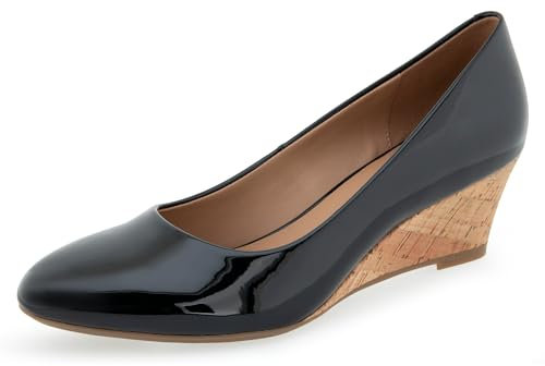 Aerosoles Damen Iris Pumps, Schwarzes Lack-PU-Material, 36 EU