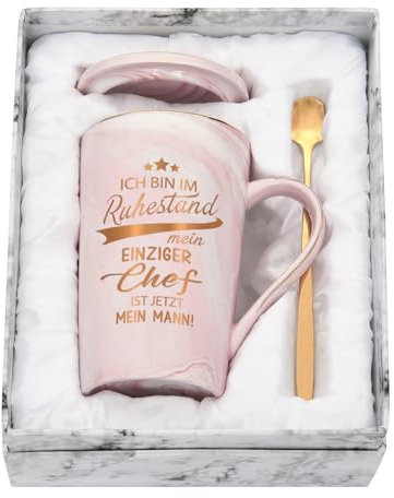 Joymaking Kaffeetasse Ruhestand Geschenk für Rentnerin, Renteneintritt Geschenk für Frauen Rentner Geschenk zu Rentenbeginn Abschiedsgeschenk - Mein einziger Chef ist jetzt mein Mann, 400ml Rosa