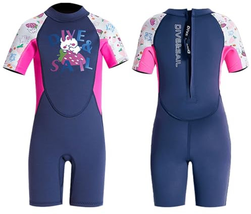 Combinaison de plongée pour Enfants, Combinaison en néoprène de 2,5 mm, Combinaison Courte pour Enfants, adaptée à la Natation, au Surf et aux Sports Nautiques(100-110cm,14-18 kg)