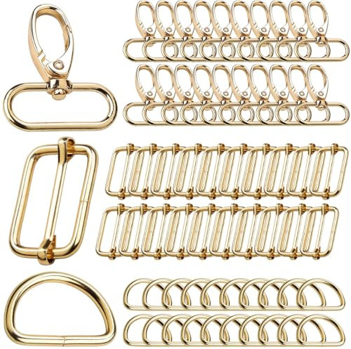 60 Pezzi Moschettoni per Borse Ganci per Borse Uncinetto,Anelli per Borse,Accessori per Borse fai da te, Fibbia Metallo,Accessori Borse Uncinetto,Ganci per Tracolla Borsa,Portachiavi Oro-32mm