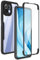 ILING Transparente Hülle für Xiaomi 11 Lite 5G NE/Xiaomi Mi 11 Lite 4G/5G, 360-Grad-Ganzkörper Stoßfest Schutzhülle mit Eingebauter Displayschutz, Ultra Dünn Harte PC Silikon TPU Handyhülle, Schwarz