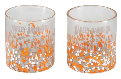 Harley-Davidson Confetti Lot de 2 verres soufflés à la main 411 g