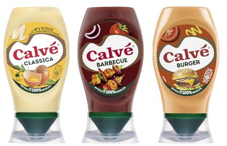 Calvé Maionese Classica, 250 ml + Calvé Salsa Barbeque, Formato 250 ml + Calvé Salsa Burger, 250 ml, Set di Salse Per il Tuo Barbecue