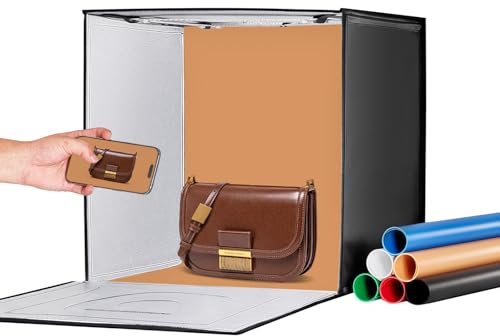 VEVOR Fotostudio-Leuchtkasten, 20 x 20 Zoll, 3000–5600 K, einstellbare 3 Farbtemperaturen, Aufnahmezelt-Set mit 160 LEDs, 6 Hintergründen, Netzteil, weichem Lichttuch, hoher CRI ≥ 95