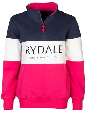 Ladies Country Sweatshirt Embroidered Women's Sweater Striped Women (UK, Numeric, 18, Regular, Regular, Rydale Navy/White/Bonbon)