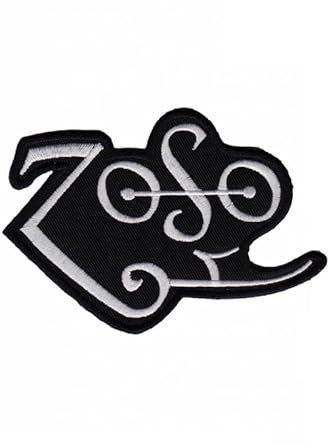 Toppa ricamata da applicare con ferro da stiro, motivo: Led Zeppelin, colore: argento
