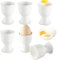 6 Stück Eierbecher, EierStänder Porzellan Set, 7 x 5,2 cm Runder Eierbecher, Eierbecher Weiß, Eierhalter Stapelbar, für Jeden Frühstückstisch Hart und Weichgekochten Eiern, Weiß
