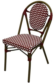 BE Furniture Red Paris Bistro Chairs, Rattan Garden Chairs