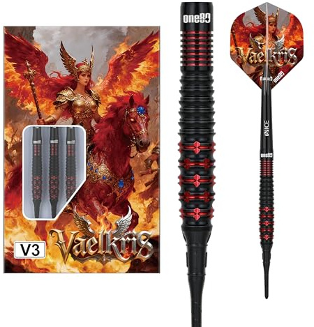 ONE80 Soft Dart Vaelkris VHD 90% Tungsten Softtip Dart Softdart Dartpfeile Set mit Schäften und Flights Hochwertige Tungsten Softdarts