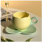 Taza De Tulipan, taza de café de cerámica con platillo, diseño retro de flores de tulipán con asa para té, café, leche (amarillo, corta)
