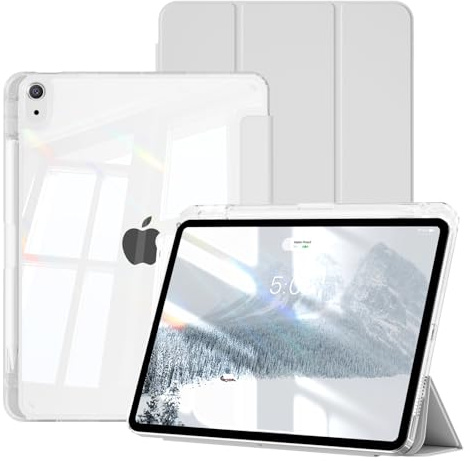 zoyu Hülle für iPad Air 11 Zoll M4/M3/M2, iPad Air 5./4. Generation, Grau | Für iPad Air 11 (2026-2024) & Air 10,9 (2022/2020), Klare Transparente Rückschale Mit Stoßfester Abdeckung, Auto Sleep/Wake