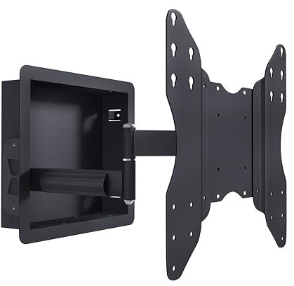 NSY-50201 Recessed in-Wall TV Mount for 42-75 Inch Flat Screens with 19 Long Extension – Zero Clearance, Low Profile, Space-Saving Design, Hide Cables, Tilt & Swivel, for 16 Studs Only