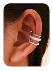 LOLIAS Ear Cuff Acier Inoxydable Earcuff Argent Faux Piercing Oreille Helix Clip Boucle Oreille Sans Trou Manchette Oreille Femme