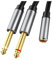 Kueohse Adaptateur de Câble 3,5 mm vers Double 6,5 mm Jack Mono Mâle 6,5 vers Cordon Audio Stéréo 3,5 pour Amplificateur de Mixage DVD Adaptateur 6,35 mm A