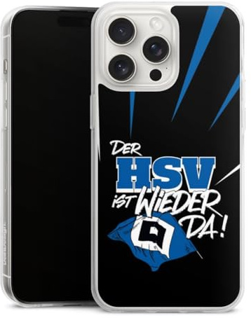 Silikon Hülle kompatibel mit Apple iPhone 15 Pro Max Case transparent Handyhülle Hamburger SV Aufstieg HSV