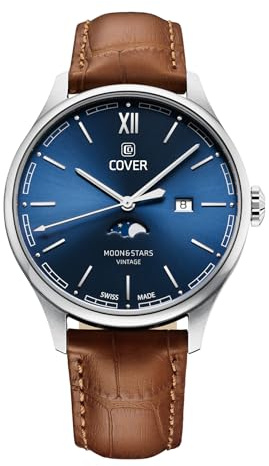 COVER CO202 Chapman Moon & Stars Herrenuhr mit Lederarmband Datum Mondphase 5 ATM