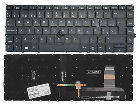 Teclado de Repuesto con retroiluminación y trackpoint para HP Elitebook 745 G7 745 G8 840 G7 845 G7 840 G8 845 G8 (Español/Spanish/SP, retroiluminado, Negro) M07089-071 M07089-071