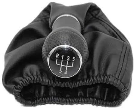 ODKISXS Auto Schaltknauf Für VW Für Polo Classic 6N 6N2 Für Lupo Für Caddy 1995-2006 5-Gang-Schalthebel Schaltknauf Ledermanschette(All Black)
