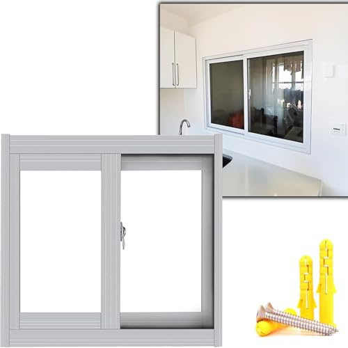 Sicherheits-Fenstergitter für den Außenbereich Fenster for Gartenhäuser, Mobilheime, horizontale Schiebefenster mit Insektenschutzgitter, Aluminium-Schiebefenster(73.7x55.9cm/29x22)
