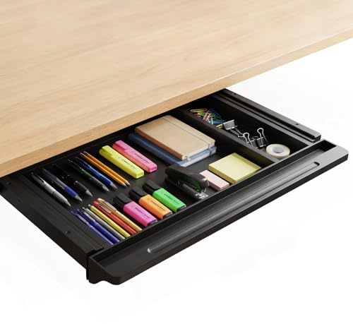 MsisieIve Schreibtisch Schublade, Untertisch Schublade für Büro Schule Homeoffice Schreibwaren, Versteckte schublade unter schreibtisch (Schwarz)