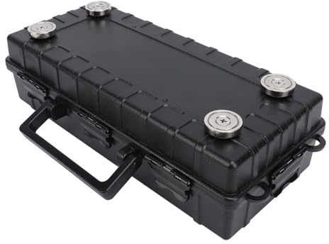 Jelquix Caja Magnética para Llaves, Organizador de Almacenamiento Debajo del Coche con 4 Imanes Fuertes, 5 Hebillas de Seguridad para Llaves de Repuesto, Etiquetas de Seguridad, Unidades USB