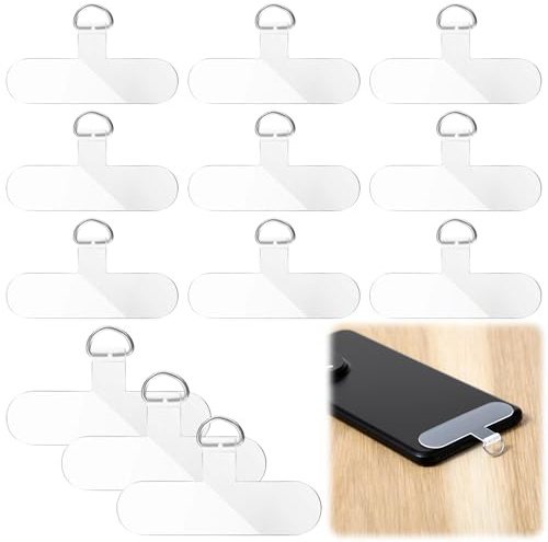 Quilax 12Pcs Phone Tether Tab, Phone Lanyard Tab for All Cases Universal | 12Pcs phone tether tabs,resin+metal hook,ultra-thin,no residue.Slide-in install,no tools.keep phone secure.For daily,gift