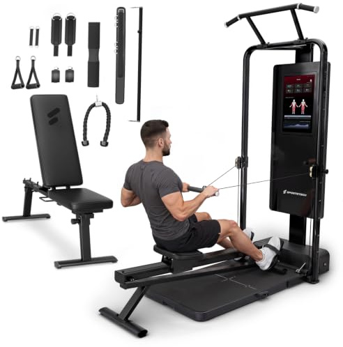 Sportstech sGym Pro – multifunktionale klappbare Kraftstation für Zuhause, 21 Display, 400+ Übungen, 13-Fach verstellbare Kabelzüge, Spotter, inkl.1 Jahr STL-App, platzsparend, Ganzkörpertraining