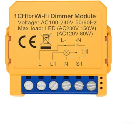 Intelligentes WLAN Dimmschalter für Unterputzdose, APP & Sprachsteuerung, stufenlos dimmbar 0-100%, Timer-Funktion, kompatibel mit für alexa und Google Assistant, AC100-240V(1 gang)