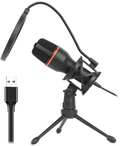 MISUVRSE 1 Set Kondensatormikrofon USB Gaming Mikrofon Eingebaute LED Beleuchtung für Laptop Gaming Singen und Aufnehmen LED Kondensatormikrofon