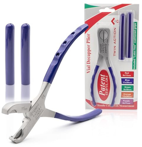 Cynamed Twin Action Decapper Pliers - Perfect for Decapping 11mm and 20mm Crimped Vials and Bottles