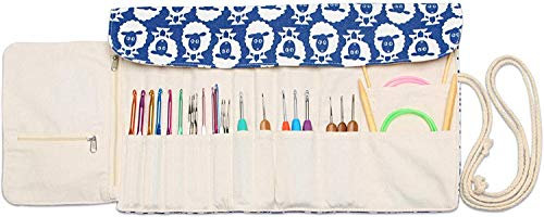Teamoy Rollentasche für Zubehör von Häkelhaken Set wie stricknade, Bambus Nadel,Häkelnadel und Rundstricknadeln (Passend für 11 Zoll, Schaf)